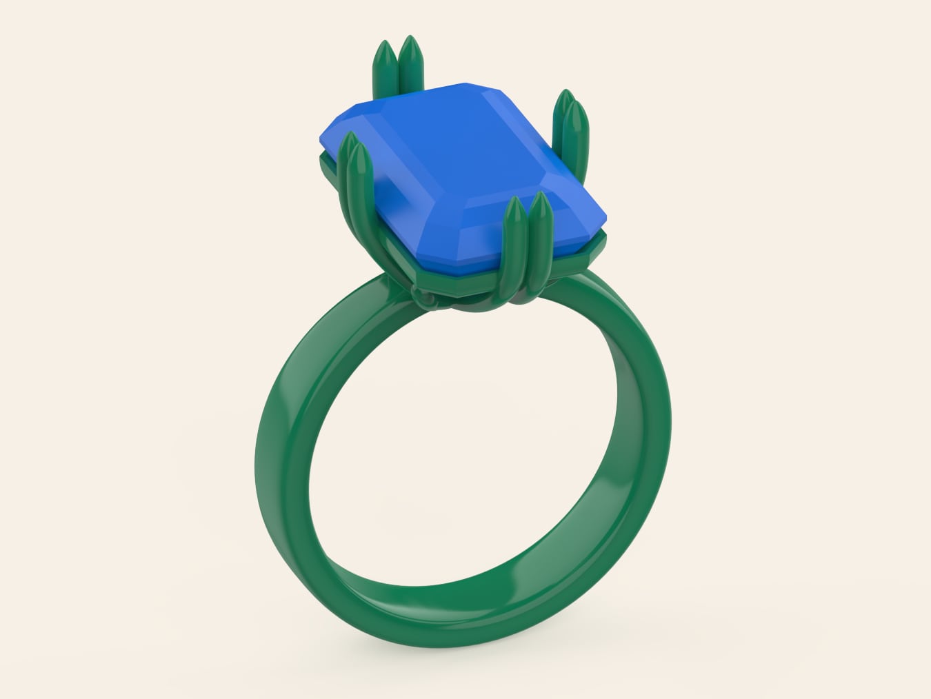 Emerald-Cut Solitaire Ring - 3D CAD Model
