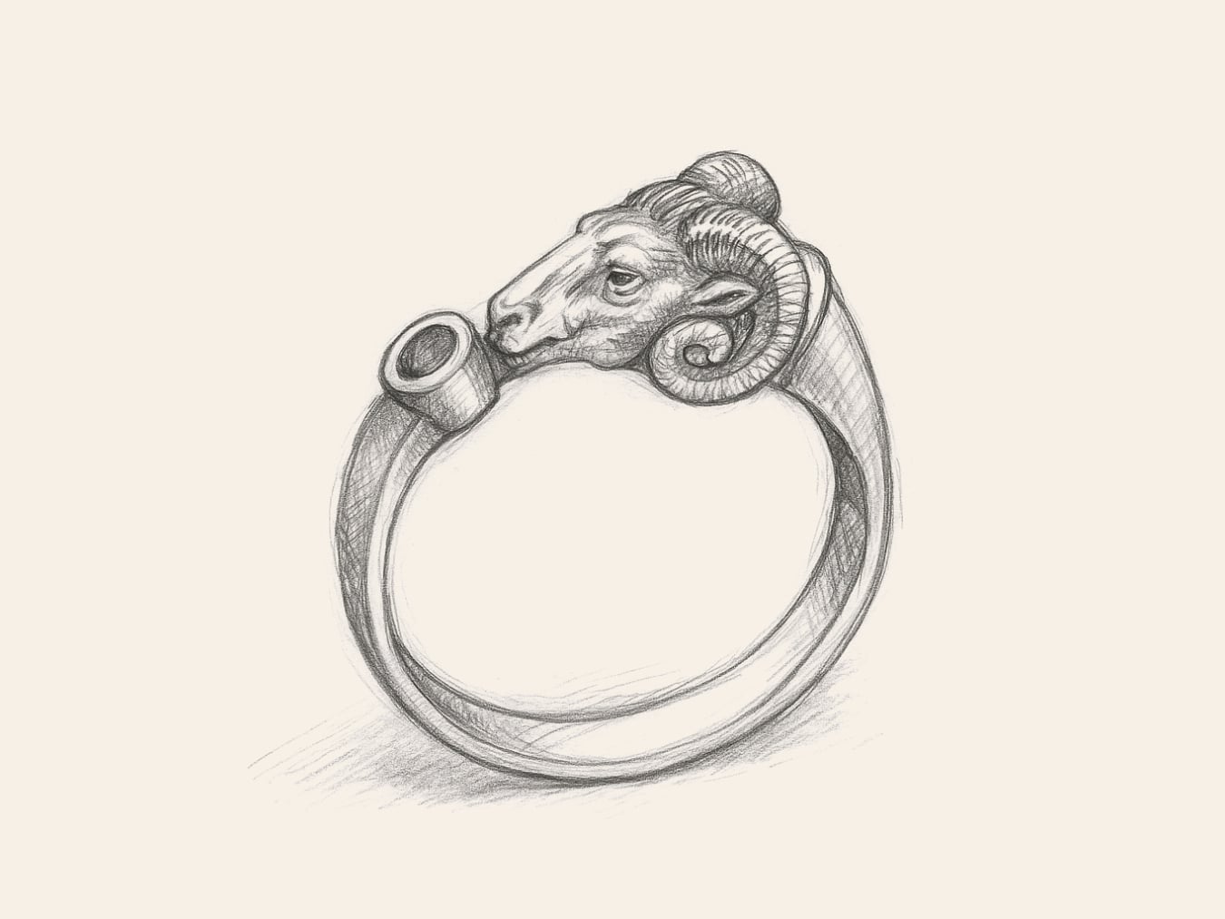 Goat Head Ring - Hand-Drawn Jewelry Concept Sketch