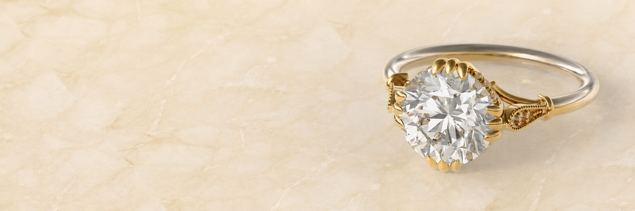 Gold diamond engagement ring rendering
