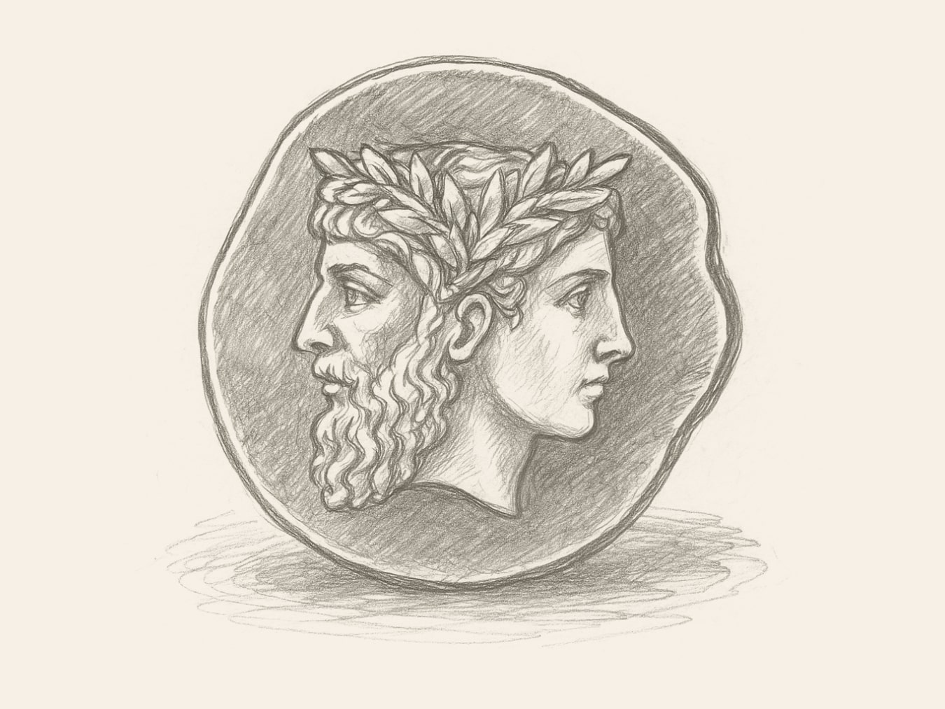 Janus Coin: Hand-Drawn Ancient Coin Design