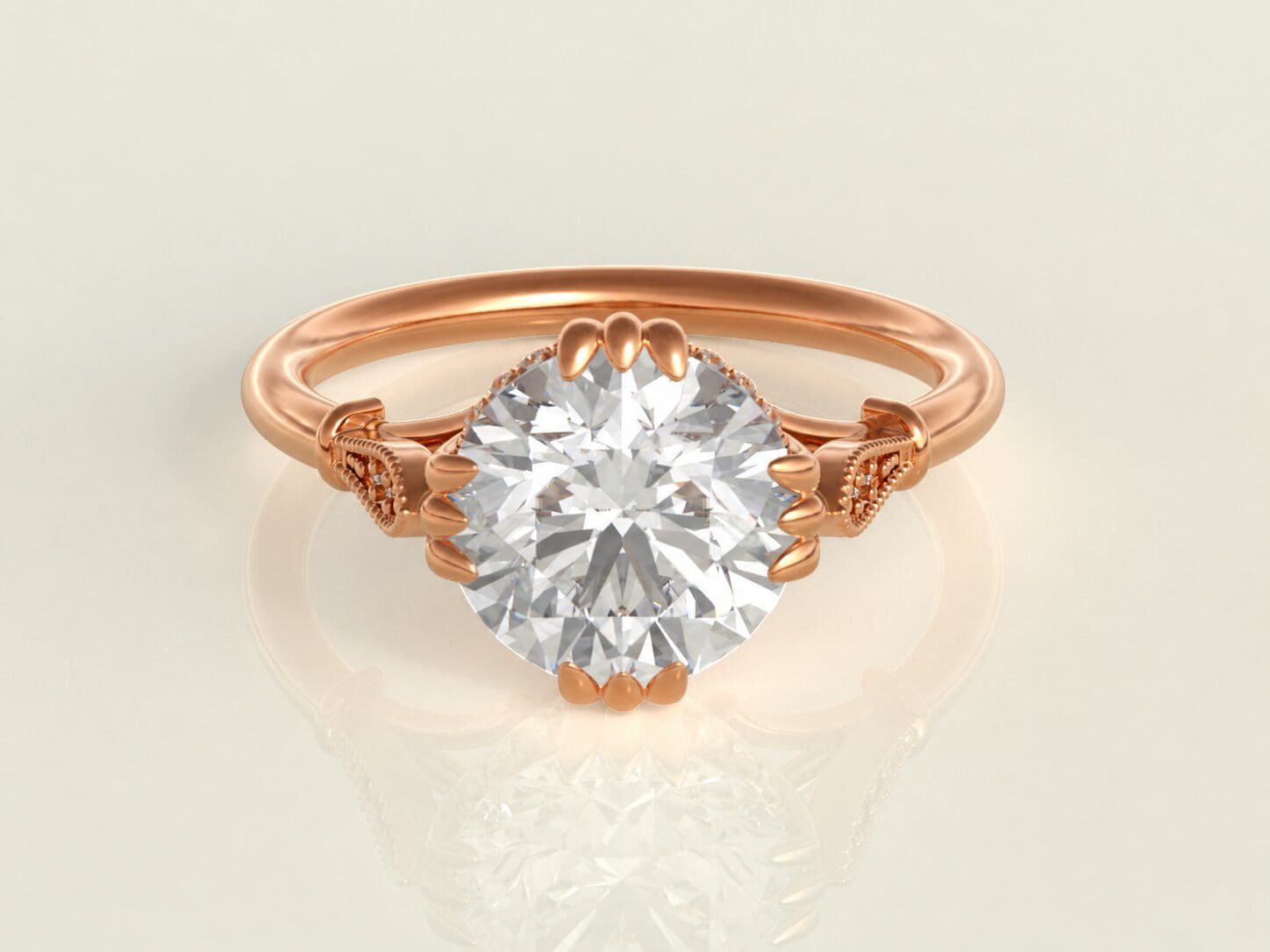 Rose Gold Solitaire Engagement Ring - 3D Jewelry Rendering