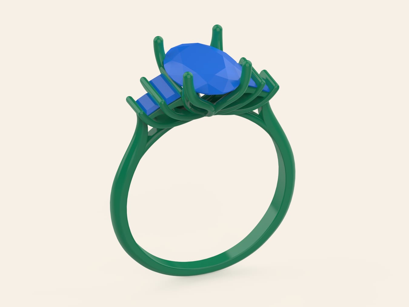 Three-Stone Oval Engagement Ring - 3D CAD Design