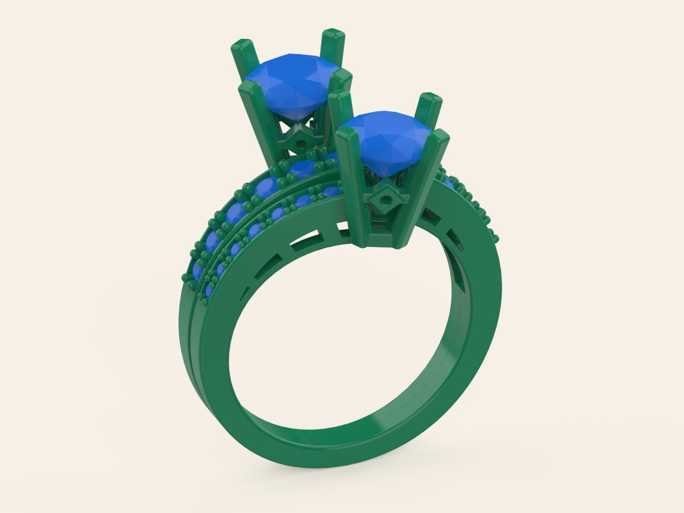 Two-Stone “Toi et Moi” Ring - 3D CAD Jewelry Design