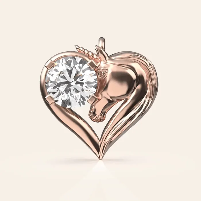 360° view of a photorealistic unicorn pendant jewelry rendering