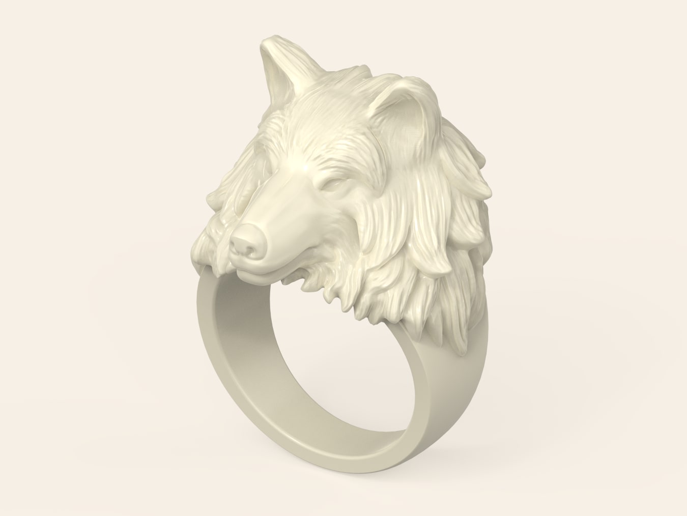 Wolf Head Ring - 3D Sculpted Jewelry Design