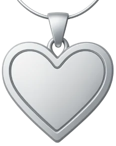silver-heart-pendant-necklace Silver heart pendant with a delicate outline, shown on a necklace chain