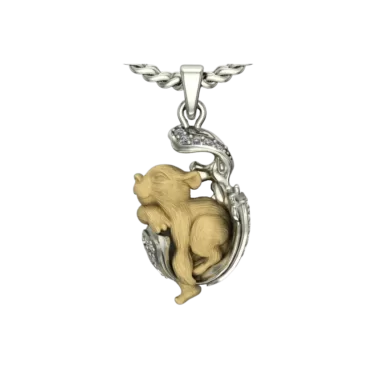 Kundenspezifisches 3D-Modell eines Bären an einer Halskette