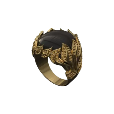 3D-Design eines Rings mit einem Edelstein-Onyx