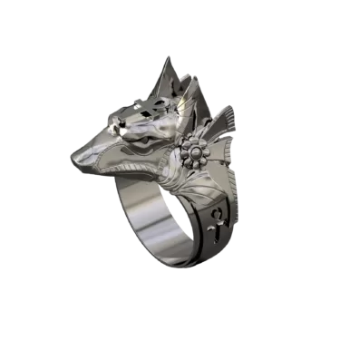 3D-Prototyp eines Platinringmodells von God Anubis