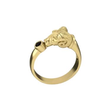 Kundenspezifisches CAD-Modell eines goldenen Steinbockrings